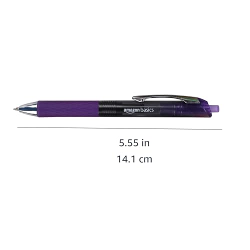 Amazon Basics Gel Pens Fine Point Smooth Writing Pens, Retractable, Assorted, 0.7mm, 12 Pack