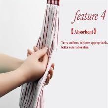 2 Pcs Kitchen Cotton Classical Striped Towel Absorbent Towel Hanging Towels