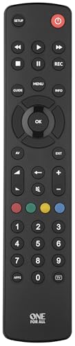 One For All URC1210 Contour Universal Control of TV/Smart TV - Guaranteed to work with all manufacturer brands - ,Black