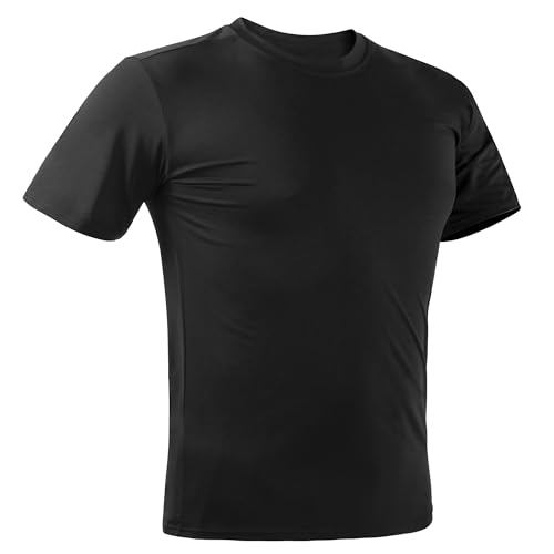 Mens T-Shirts Crew Neck Basic Tees,Soft Fit Short Sleeve Stretch T-Shirts Basic Lightweight Gym Tops for Athletic Black