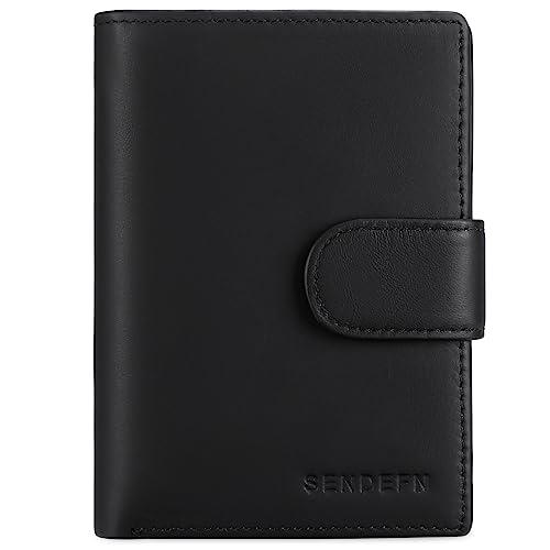 SENDEFN Men's Wallets Multifunctional RFID Blocking Leather Wallet Credit Card Trifold Compact Wallets for Men with ID Window & Coin Pocket