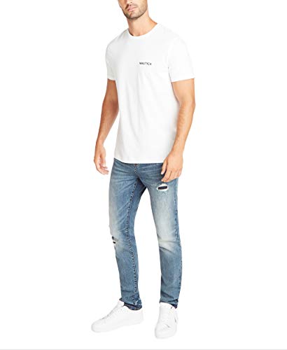 Nautica mens Short Sleeve Solid Crew Neck T-shirt T Shirt, Bright White Solid, Medium US
