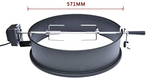 Onlyfire BRK-6025 Enamelled Rotisserie Ring Kit Fits Weber 57CM Charcoal Kettle Grill with Electric Motor for UK fits Most Others 57 CM Kettle BBQ