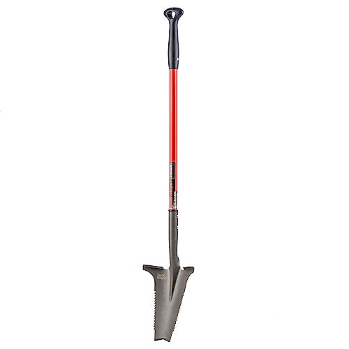 Root Slayer 22311 Nomad Compact Steel Garden Spade for Digging Soil and Root Removal, Portable Tool, Red