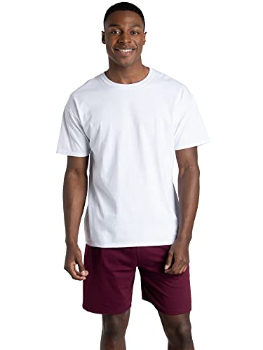 Fruit Of The Loom Mens Eversoft Cotton Shirts, Breathable & Moisture Wicking With Odor Control, Sizes S-4x, Crew - 2 Pack - White, Large US
