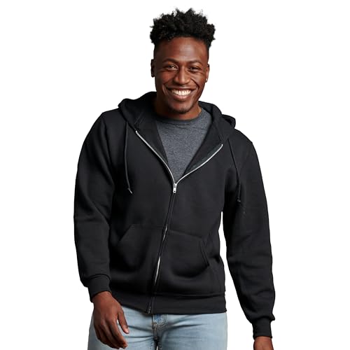 Russell Athletic Men's Dri Power Hooded Zip-up Sweatshirt, Black, Large