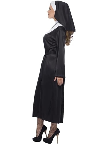 Smiffys Nun Costume, Black with Dress, Belt & Headdress, Saints and Sinners Fancy Dress, Nun Dress Up Costumes