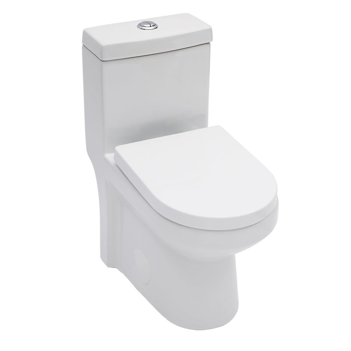 Yurshen 15.7" Elongated One Piece Toilet Compact for Small Bathroom Dual Flush 1.1/1.6 GPF, 12" Rough-in High Efficiency Flush, Standard White Bowl Ceramic- 24.7"D x 13.5"W x 28.2"H