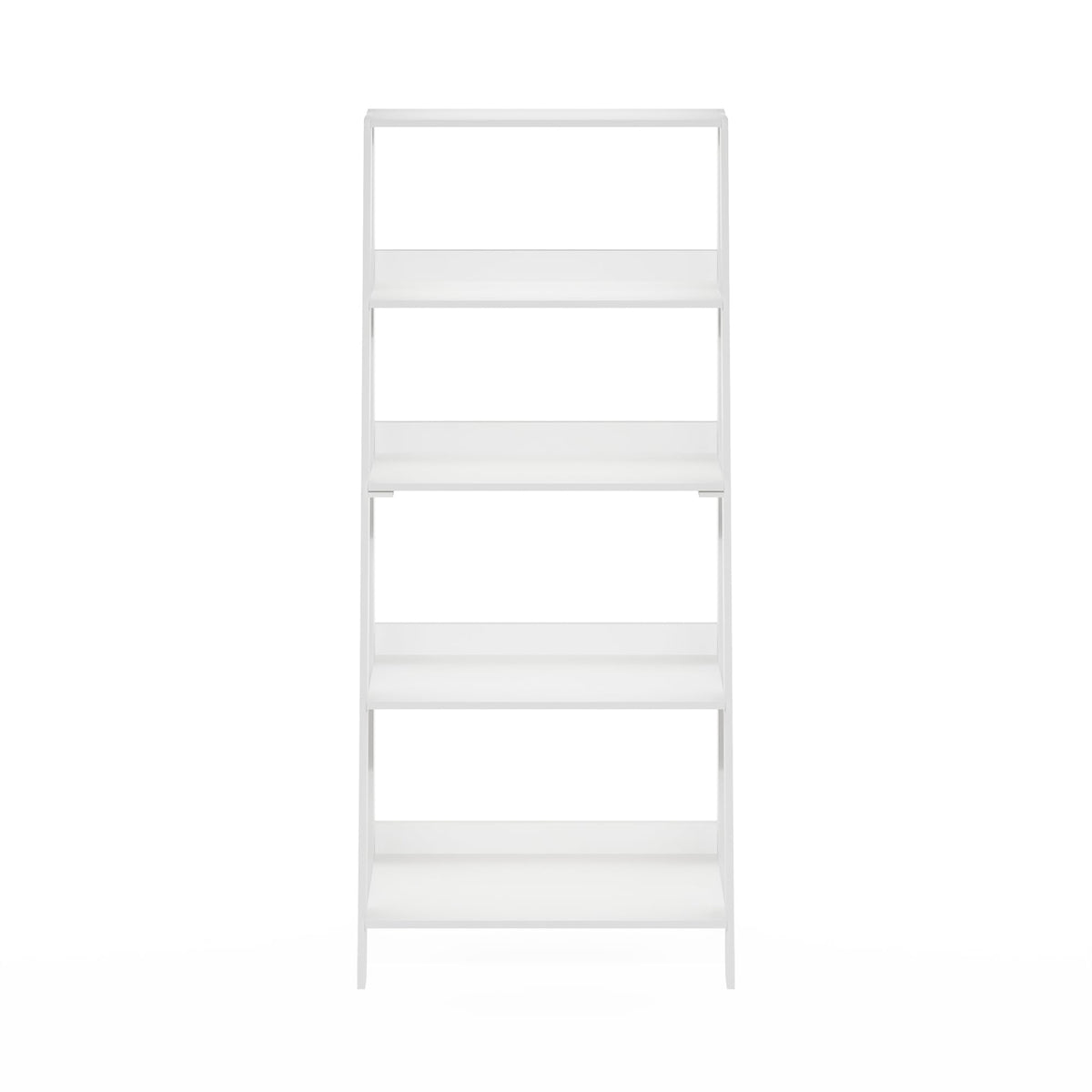 Furinno Ladder Book Shelf, 5-Tier Ladder Shelf, Bookshelf, Display Storage Shelves, 13 x 23.6 x 53.5, for Living Room, Home Office, Plain White