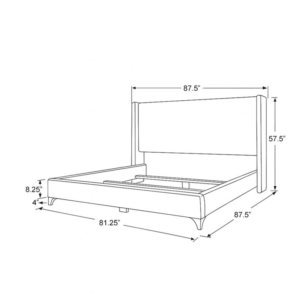 BOWERY HILL King Platform Bed Frame, Gray Performance Fabric Upholstery, Horizontal Channel Tufted Headboard, Solid and Engineered Wood, 57.5 in Tall, Modern Design for Bedroom or Guest Suite
