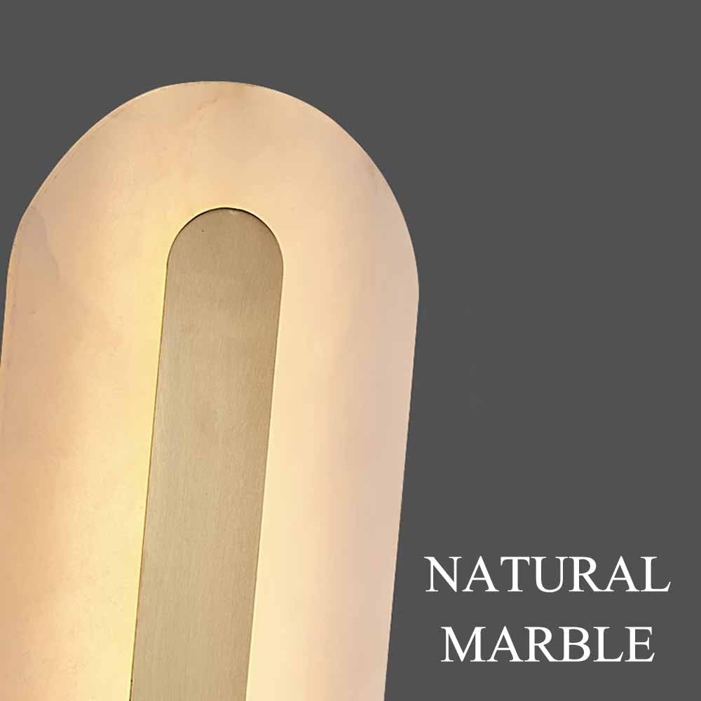 YMDHFS Alabaster Wall Sconces Natural Marble Wall Sconce Oval Stone Wall Light Gold Marble Bathroom Vanity Light Fixtures LED Bedroom Alabaster Lights for Living Room Showroom Staircase Hardwired