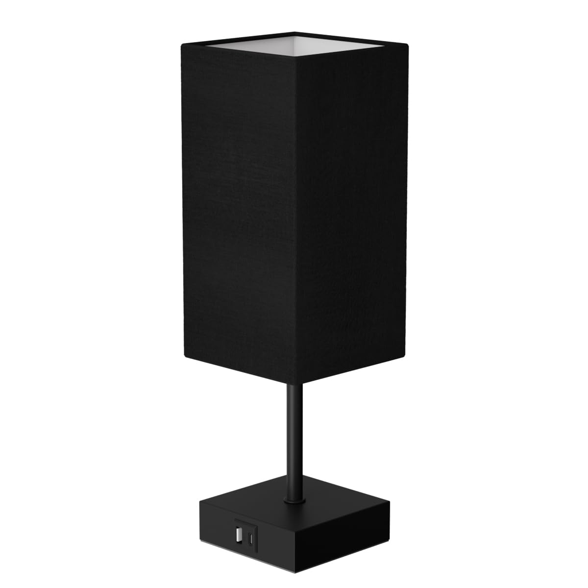 Sailstar Table Lamp for Bedroom, 3 Way Dimmable Touch Bedside Lamp, Small Lamp with 2 USB C+A Charging Ports, Black Nightstand Lamps for End Table, Living Room, Desk, Bulb Included