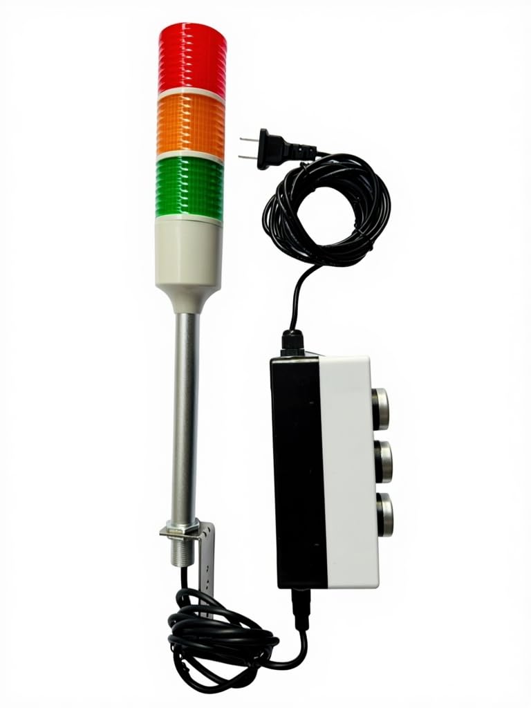 LED Tower Lights 3 Stack Super Bright Red/Yellow/Green Signal Lamp ON/Off Switch Industrial Adapter,16 ft Extension Cord,US Plug