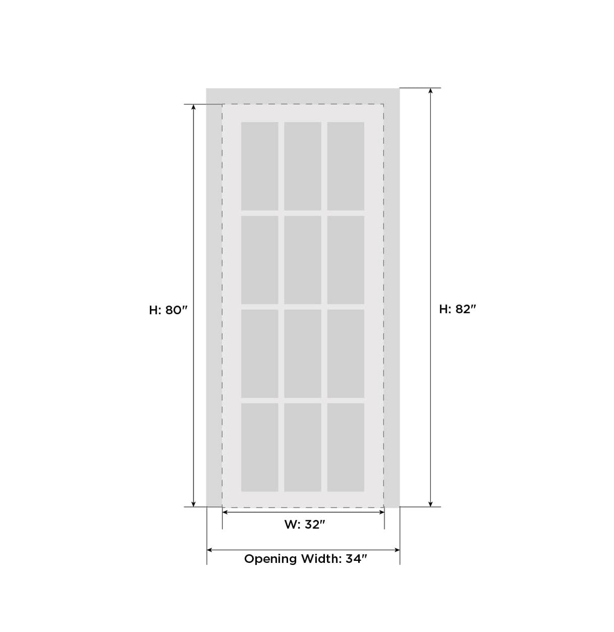 SARTODOORS Solid French Door Frosted Glass 12 Lites 32x80 inches | Felicia 3312 Matte White | Single Regural Panel Frame Trims Handle | Bathroom Bedroom Sturdy Doors
