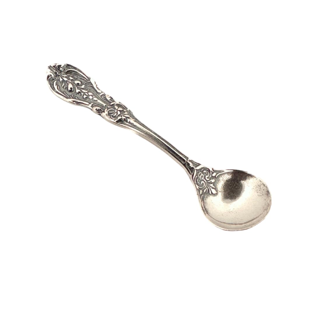 925 Sterling Silver Small Salt Spoon - Premium Quality 2.2" Ornate Floral Spoon - Beautiful Flower Designed Handle - Gift for Culinary Enthusiasts