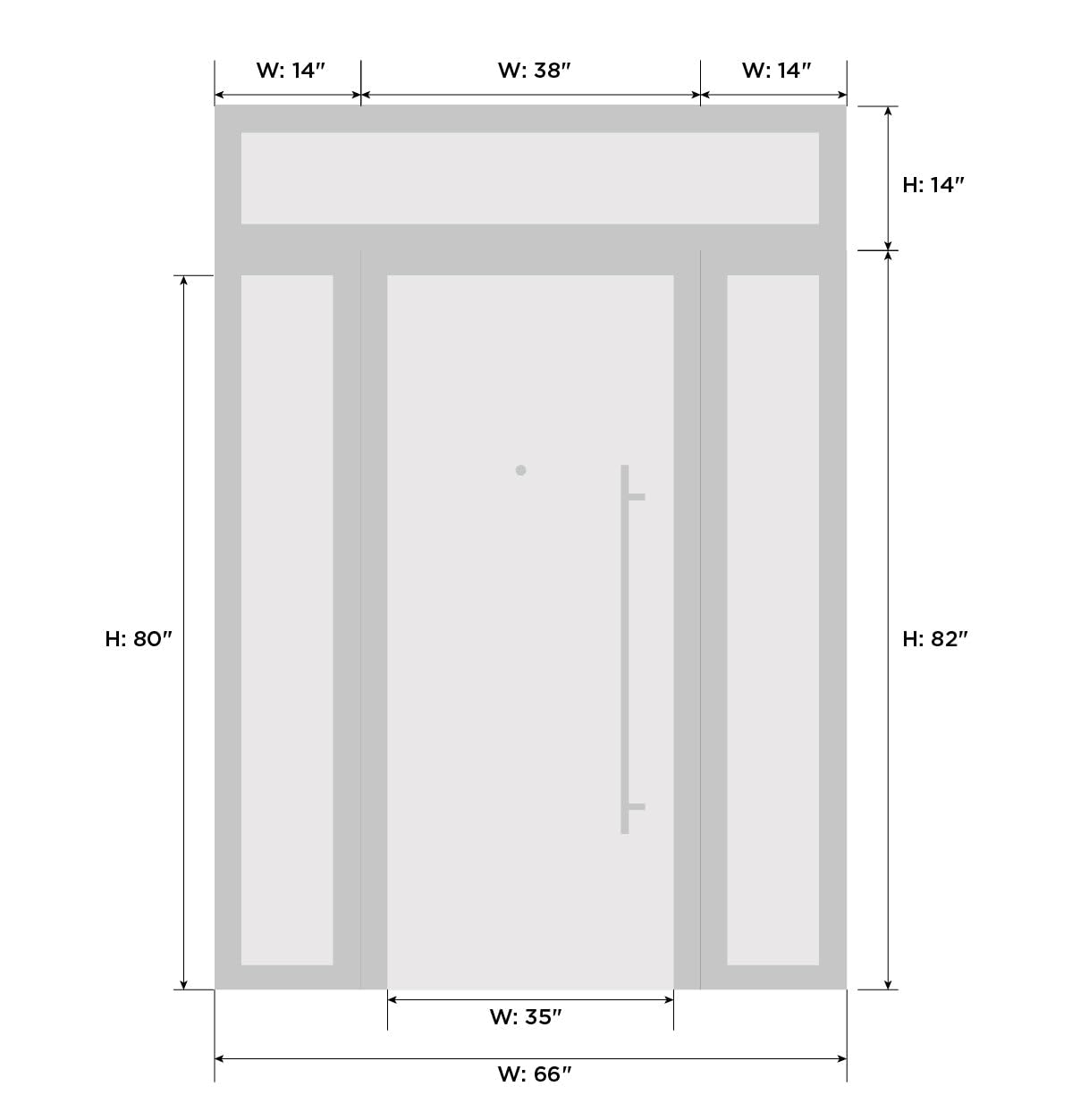 VDOMDOORS Front Exterior Prehung Metal-Plastic Door Frosted Glass | Manux 8933 Walnut | 2 Side, Top Sidelite Transom | Residential Doors Entrance Patio Garage 58 x 94 (W14+30+14 x H80+14)Left-Inswing