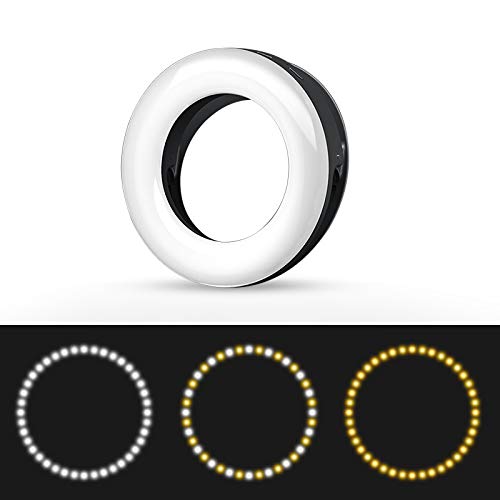 XINBAOHONG Selfie Ring Light Rechargeable Portable Clip-on Selfie Fill Light with 40 LED for Smart Phone Photography, Camera Video, Girl Makes up (White)
