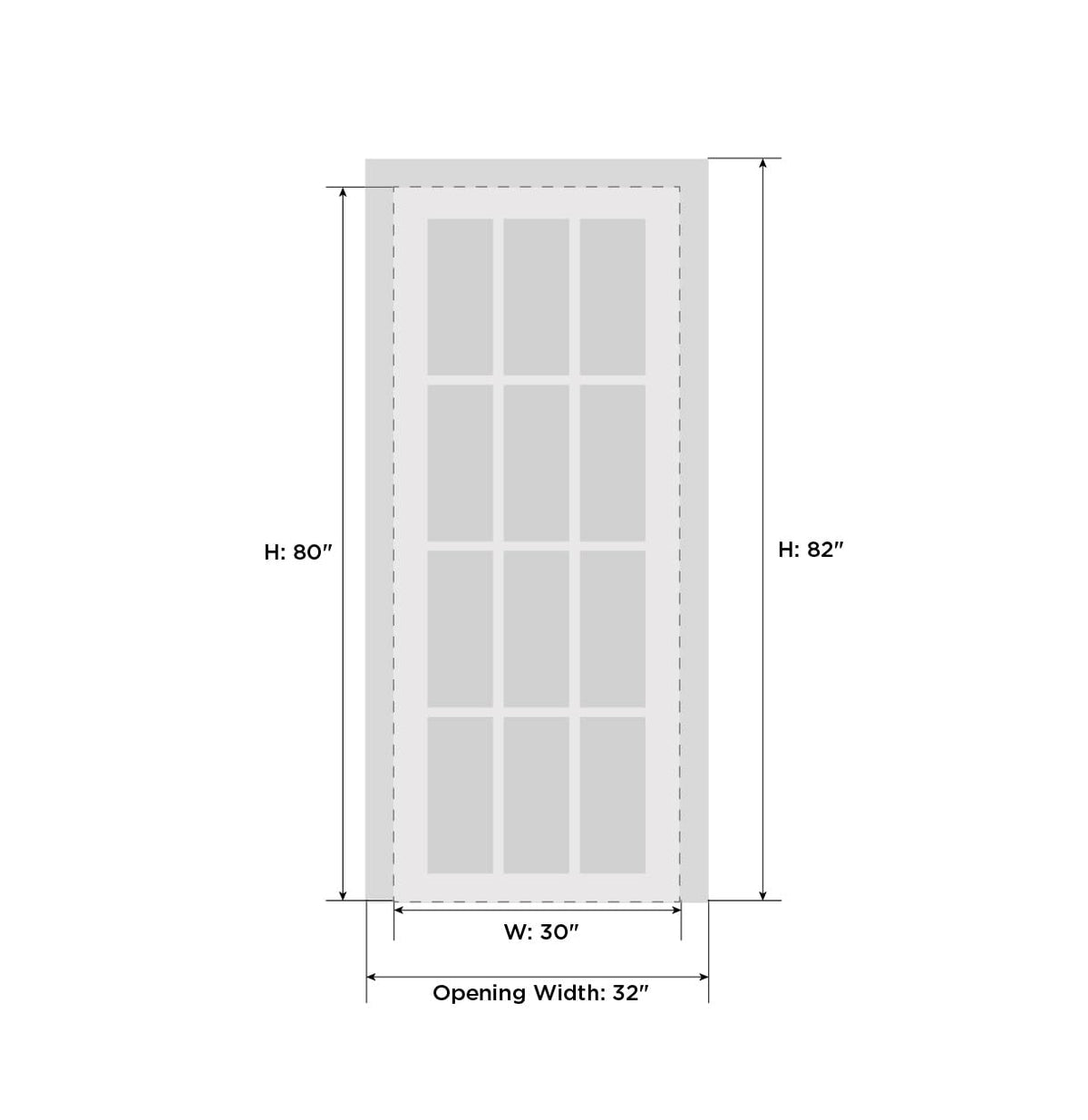 Sartodoors Quadro 4113 | 30 x 80 | Black Matte Interior Single Swing Door with Frosted Glass | Solid MDF Door in Modern French Style | Hardware Included