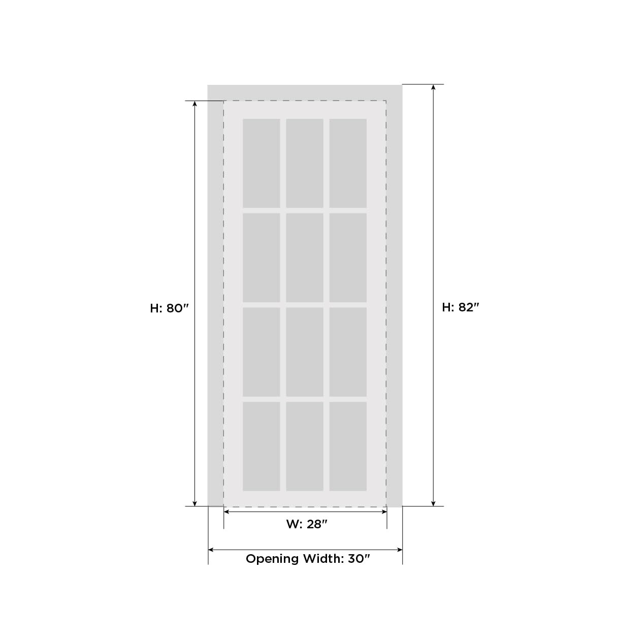 SARTODOORS Solid Interior French 28 x 80 inches | Planum 0770 Painted White Matte | Single Regular Panel Frame Trims Handle | Bathroom Bedroom Sturdy Doors