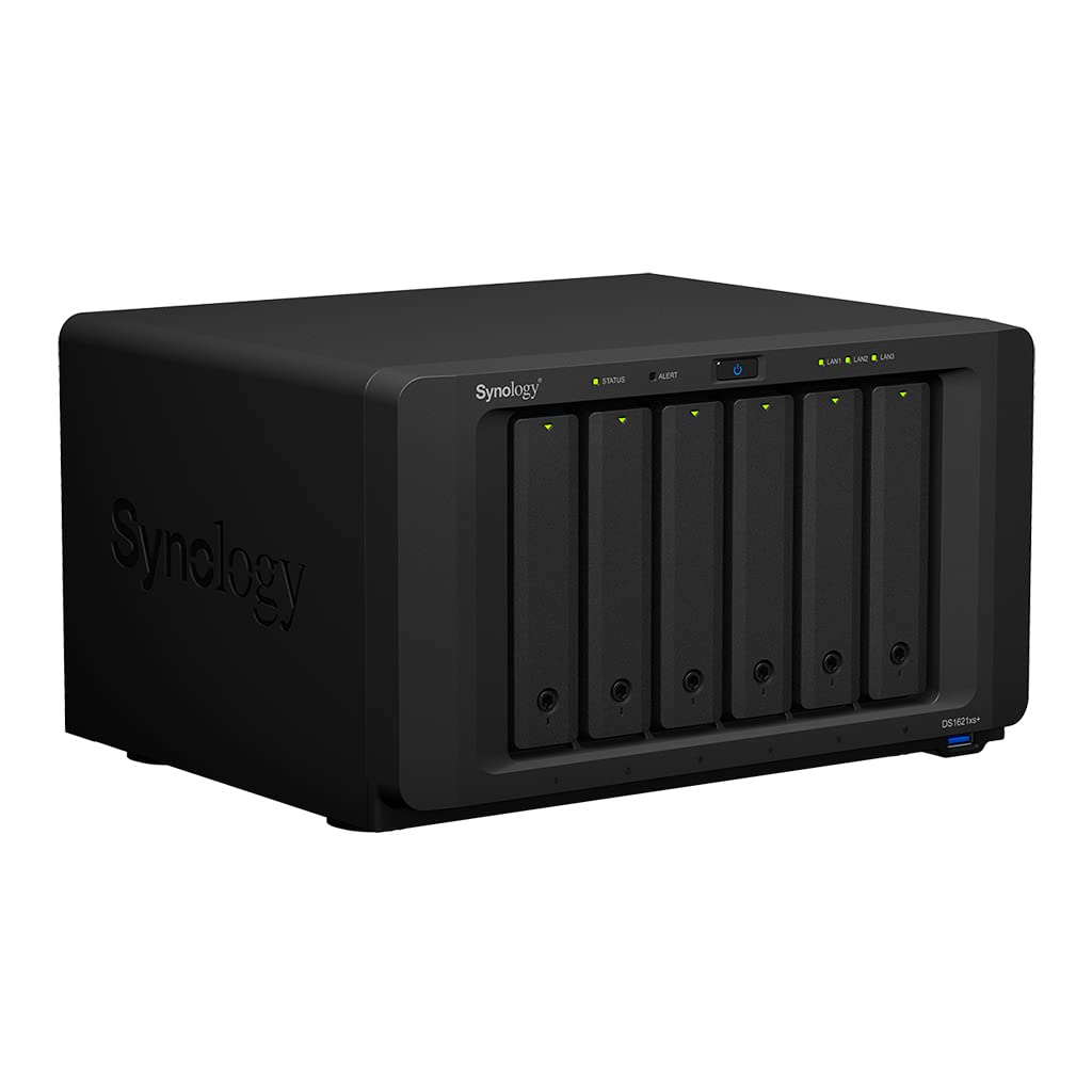 Synology DiskStation DS1621+ NAS Server with Ryzen 2.2GHz CPU, 32GB Memory, 48TB HDD Storage, 1TB M.2 NVMe SSD, 4 x 1GbE LAN Ports, DSM Operating System