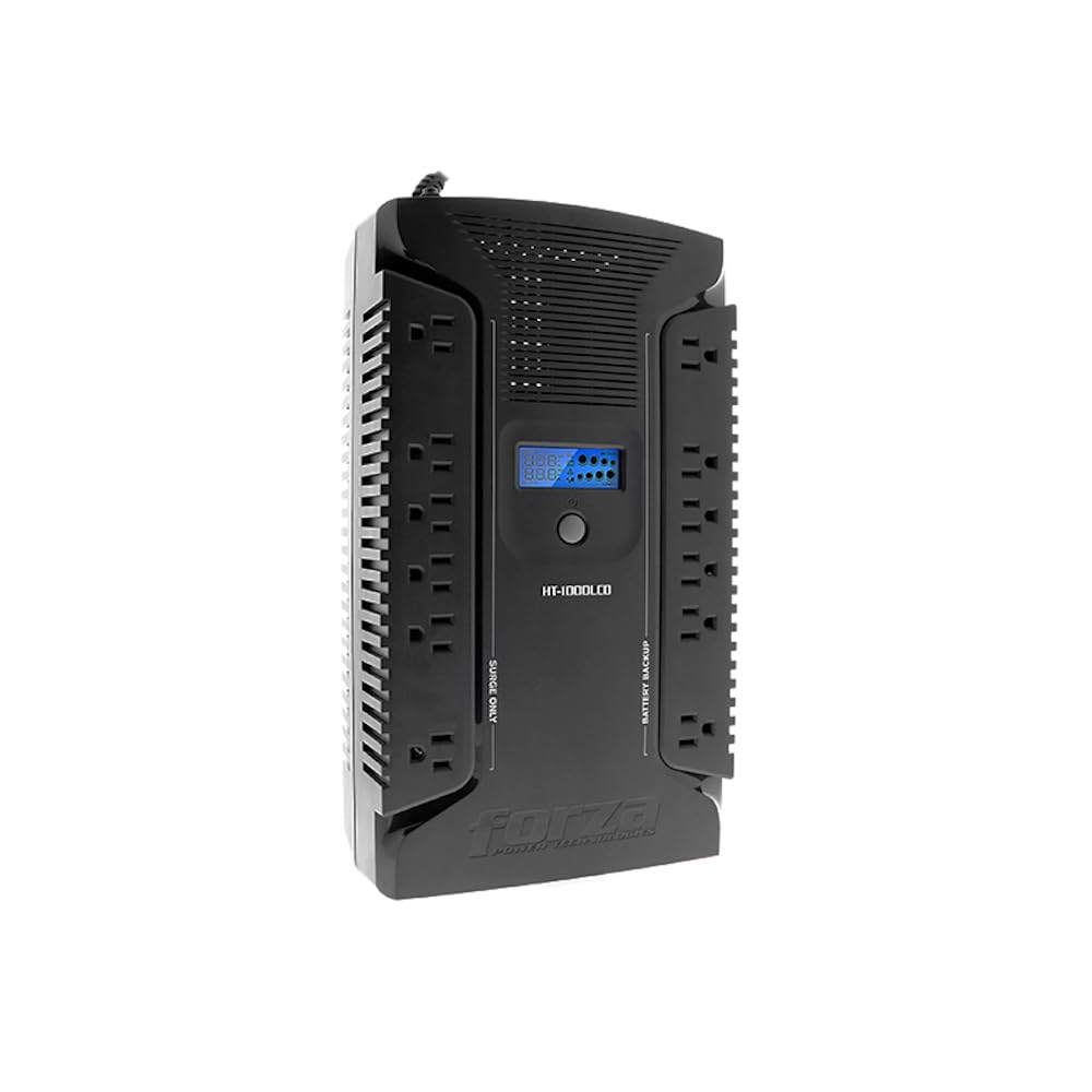 Forza UPS 1000VA/600W Line Interactive Uninterrupted Battery Backup Supply, 12 Outlets, AVR, LCD Screen, USB, Coaxial, 3 Year Warranty 120V (HT-1000LCD) | UPS interactiva