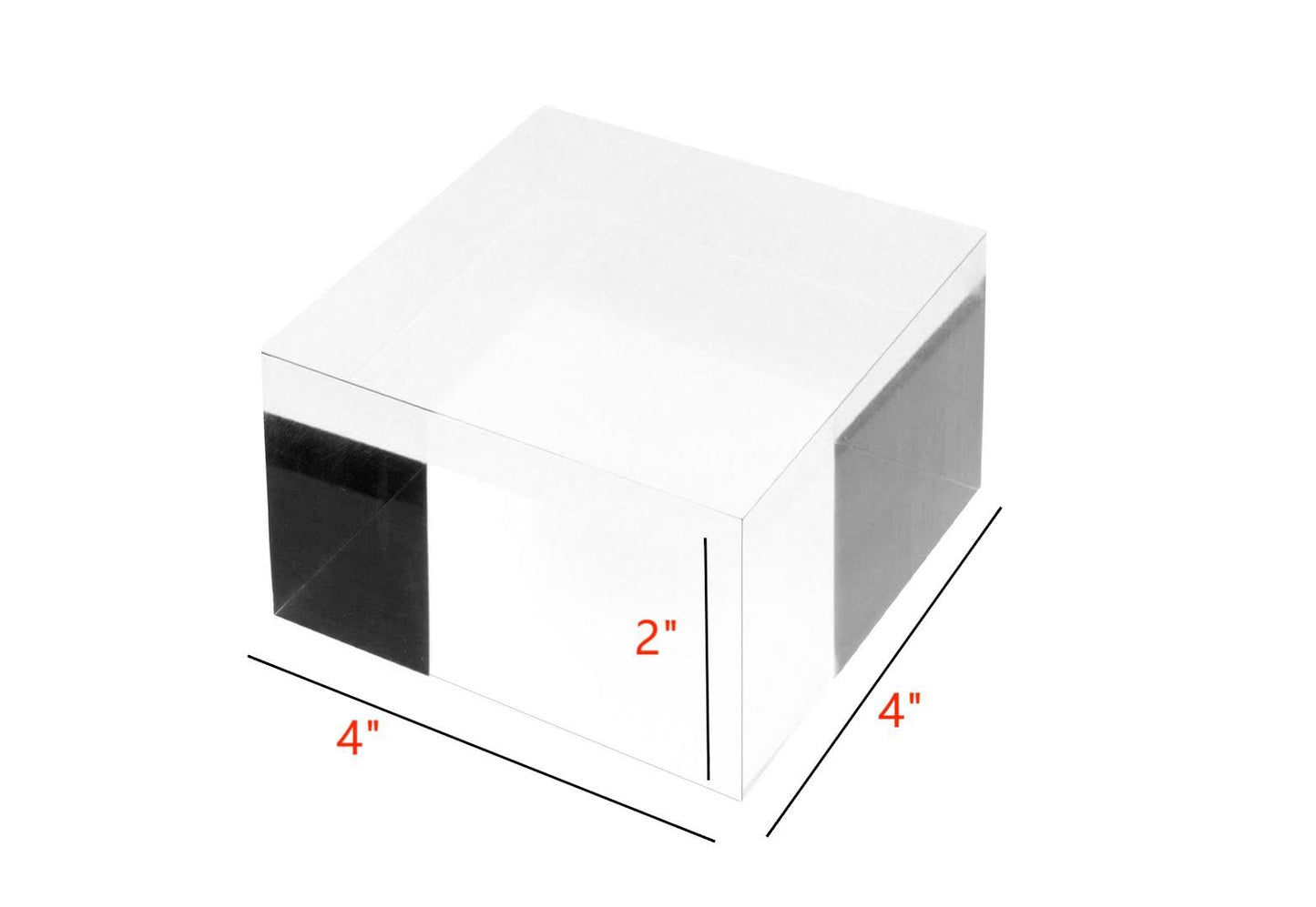 RY DISPLAY Clear Polished Acrylic Cube Display Block Jewelry Stand Ring Showcase Holder (2" x 4" x 4")