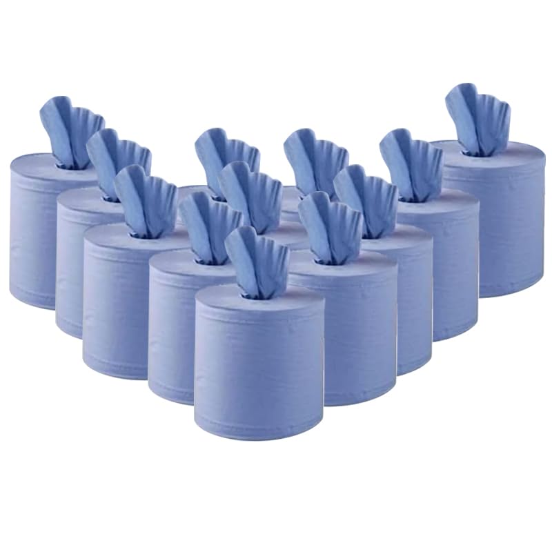 ASPECT Blue Roll Centrefeed 2 Ply Kitchen Rolls Embossed Pattern Paper Towels Strong and Absorbent Tissue Paper Wipe Away Perfect for Commercial & Kitchen Use (Blue, 12 Rolls)