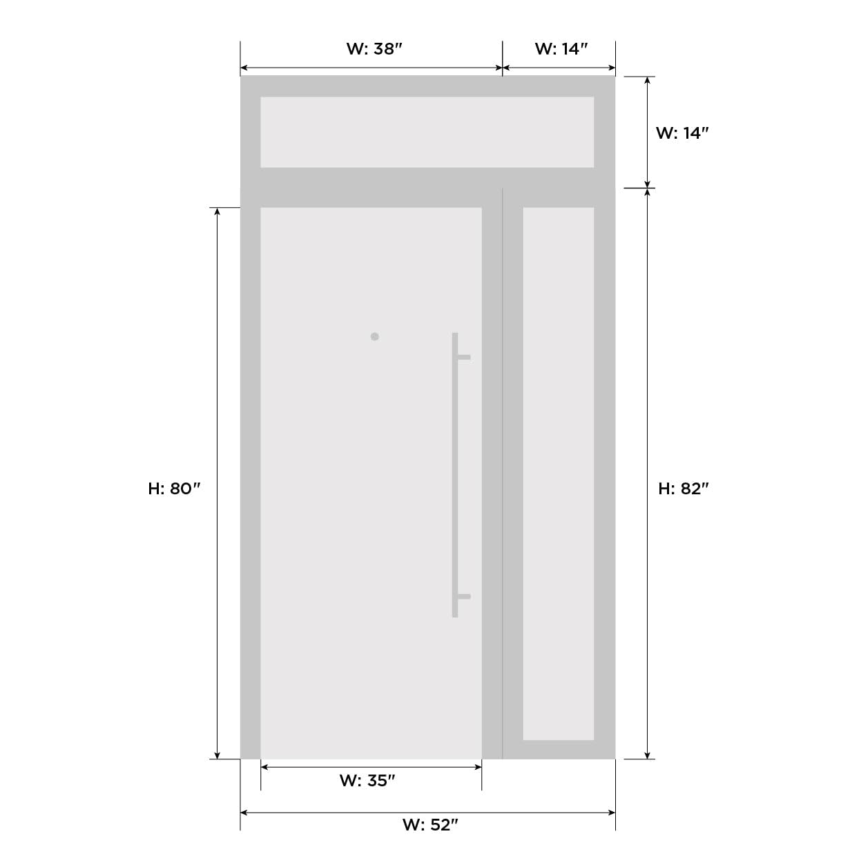 VDOMDOORS Front Exterior Prehung Metal-Plastic Door Frosted Glass | Manux 8112 Walnut | Side, Top Sidelite Transom | Residential Doors Entrance Patio Garage 50 x 94 (W36+14 x H80+14) Right-Inswing