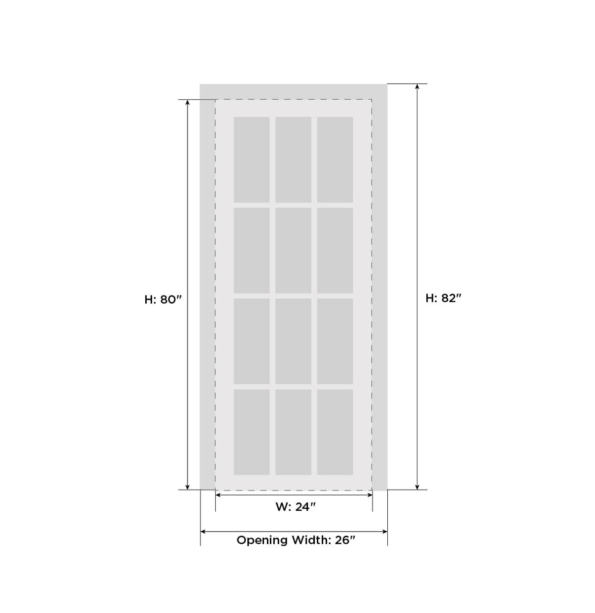 Solid Interior French 24 x 80 inches | Planum 0770 Painted White Matte | Single Regular Panel Frame Trims Handle | Bathroom Bedroom Sturdy Doors