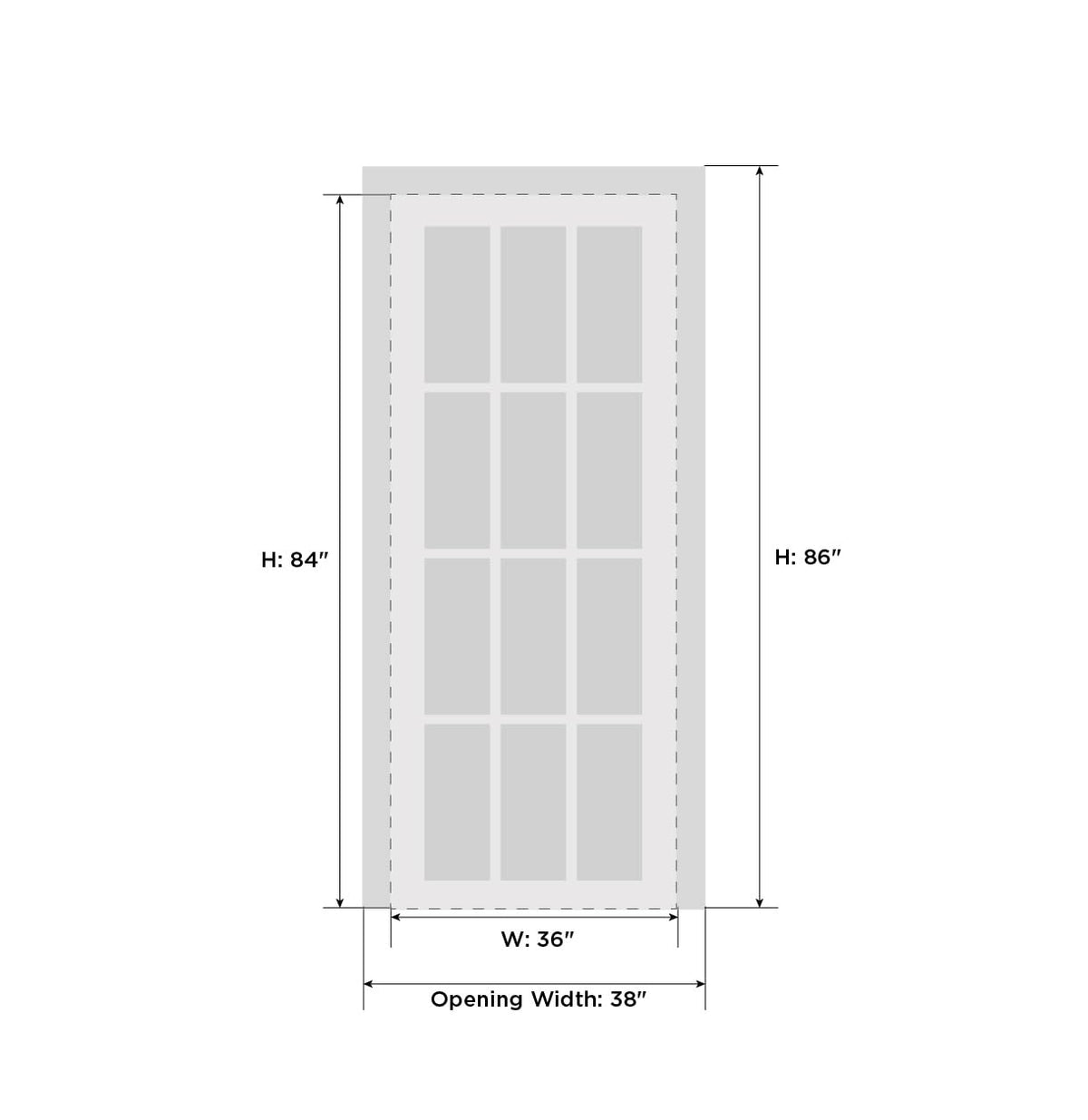 VDOMDOORS Solid French Door Opaque Glass 36 x 84 inches | Sete 6003 White Silk | Single Regular Panel Frame Handle | Bathroom Bedroom Modern Doors