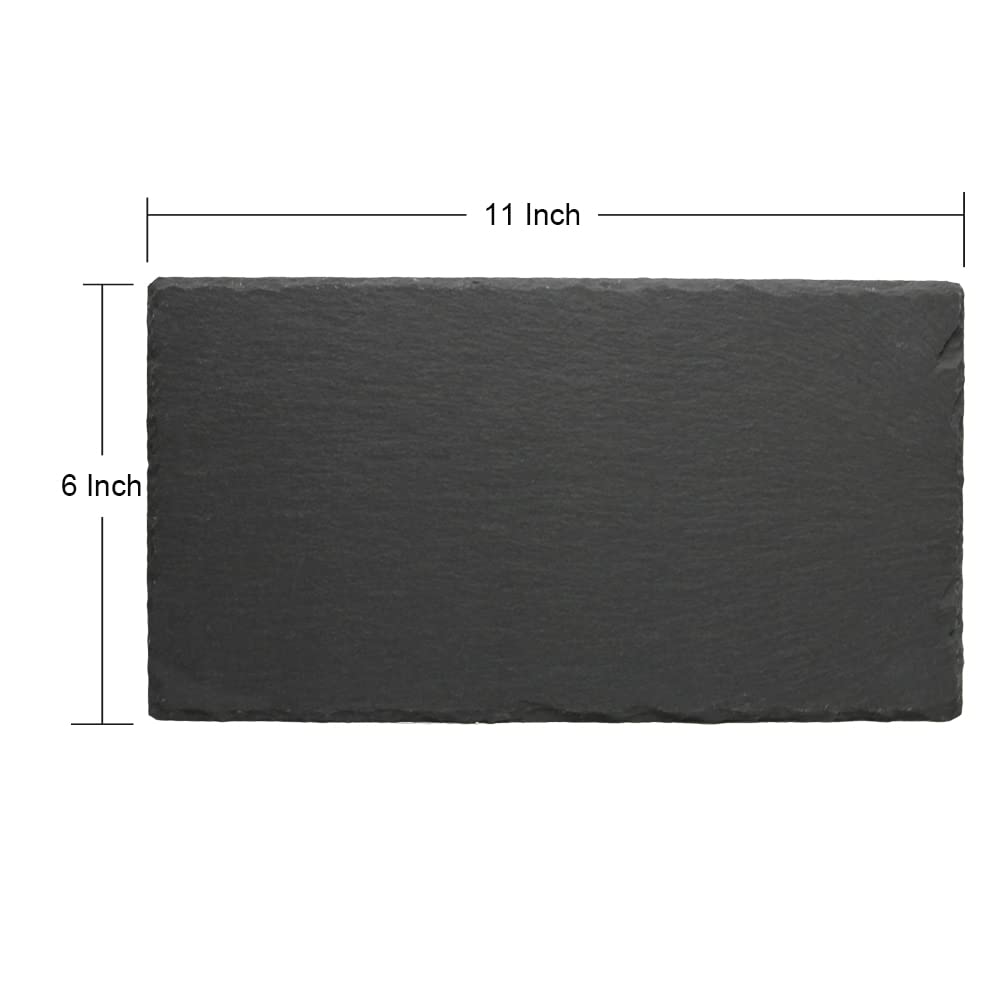 Lingluox 11"x6" 8 Pack of Black Slate Cheese Board,Cooked food Tray,Natural Slate Laser Engraving Board - Kitchen Appetizer Display Blackboard(Meat/Fruit/Cake/Dried Fruit)
