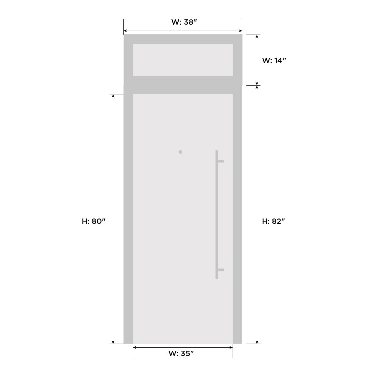 VDOMDOORS Front Exterior Prehung Metal-Plastic Door Frosted Glass | Manux 8112 Antracite Grey | Top Sidelite Transom | Residential Doors Entrance Patio Garage 36 x 94 (W36 x H80+14) Left-Inswing