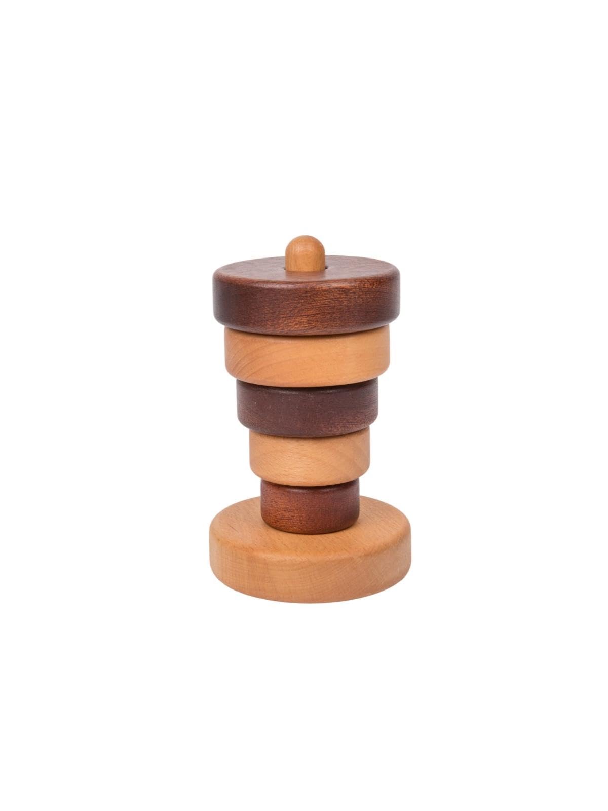 Wooden Stacking Rings for Babies, Montessori Stacker Toys for Toddlers 18+ Months, Educational Learning Sorter and Stacking Tower, Natural Wood Toy for Fine Motor Skills (Circle)