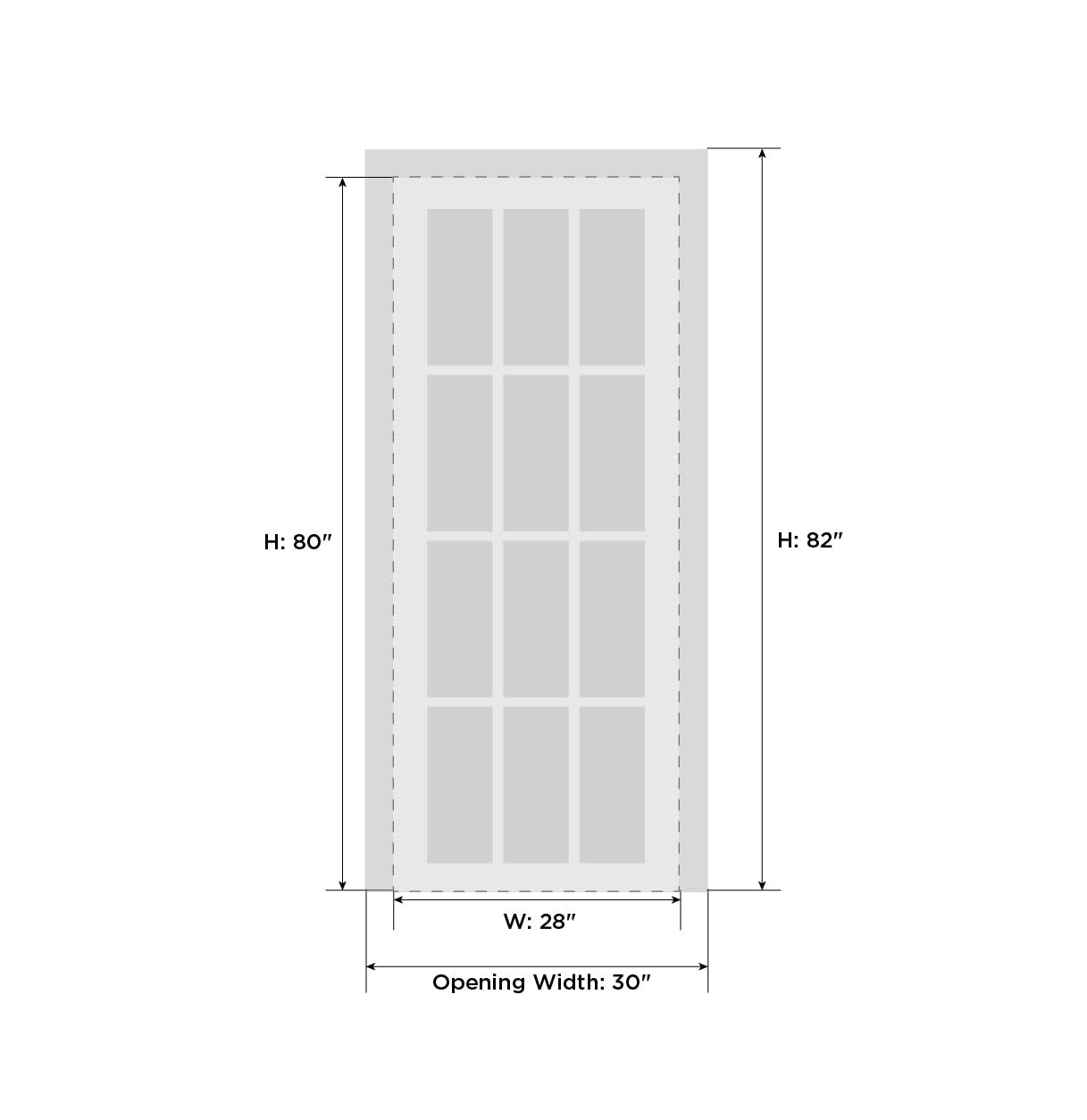 Solid Interior French Pre-Hung Door | Felicia 3355 Matte Black with Clear Glass | Single Regular Panel Frame Trims Handle | Bathroom Bedroom Sturdy Doors -28" x 80"
