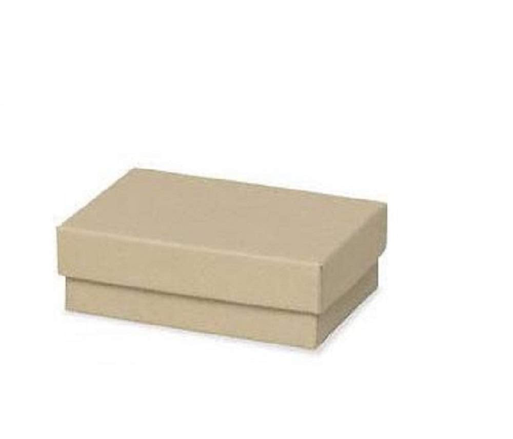 RJ Displays 16 Pack Cotton Filled Brown Kraft Paper Cardboard Jewelry Gift and Retail Boxes for Necklaces, Bracelets, Watches and Small Gifts, Jewelry Packaging Boxes Size 3 x 2 x 1 Inch (Brown Kraft)