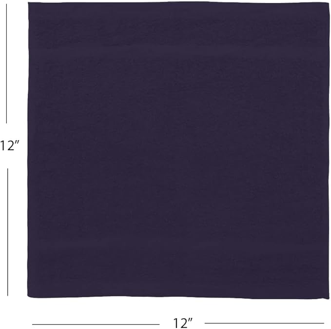 Avalon Towels Cotton Washcloths 24-Pack – 12 x 12 Inch Plum Super Soft &