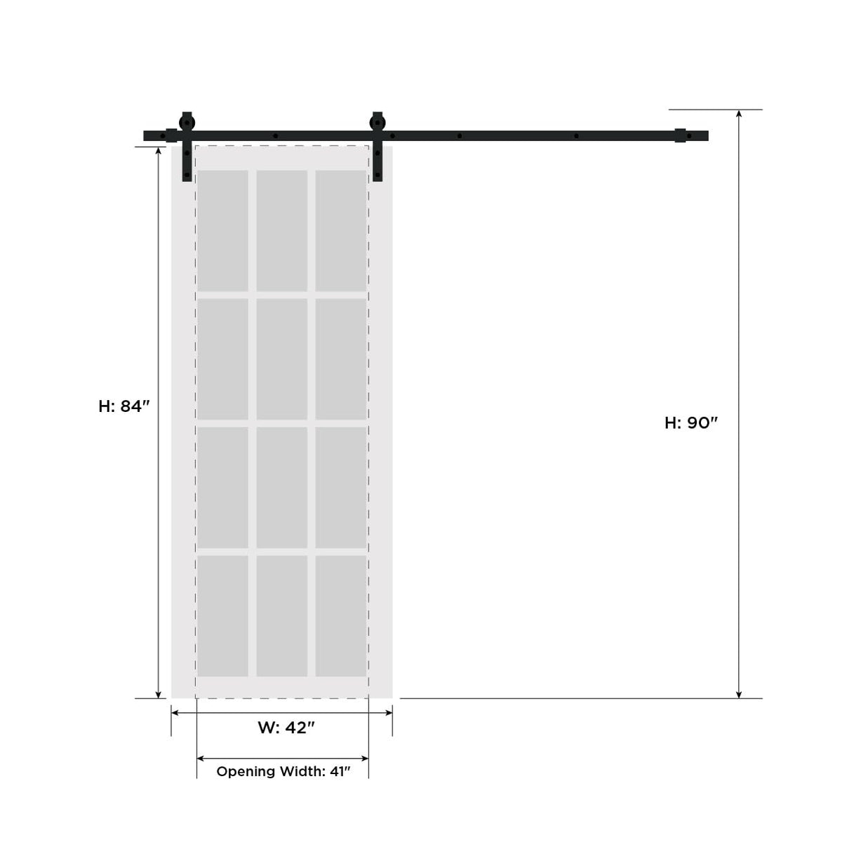 SARTODOORS Lucia 2552 | Interior Single Sliding barn Door with Frosted Glass, Solid Wood, 42x84, Black, Modern Style | Hardware Included