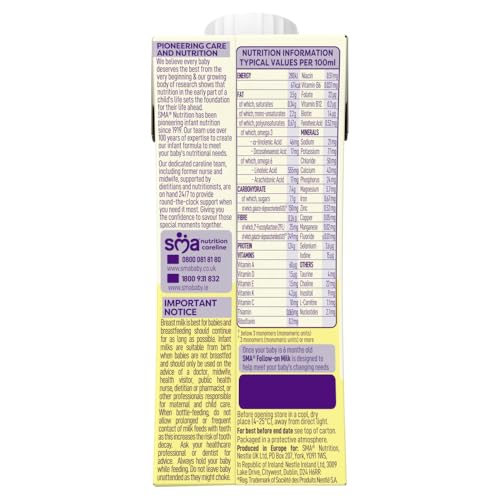 SMA First Infant Baby Milk, Pro from Birth, Ready to Use, Liquid Formula Milk, 200 ml (Pack of 12), Packaging May Vary