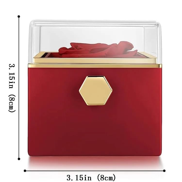 Friog Gift for Mothers Teachers Preserved Red Real Rose with Necklace Forever Flowers Heart Shaped Box for Mom Wife Girlfriend Grandma Sister on Mothers Day Birthday Anniversary Women
