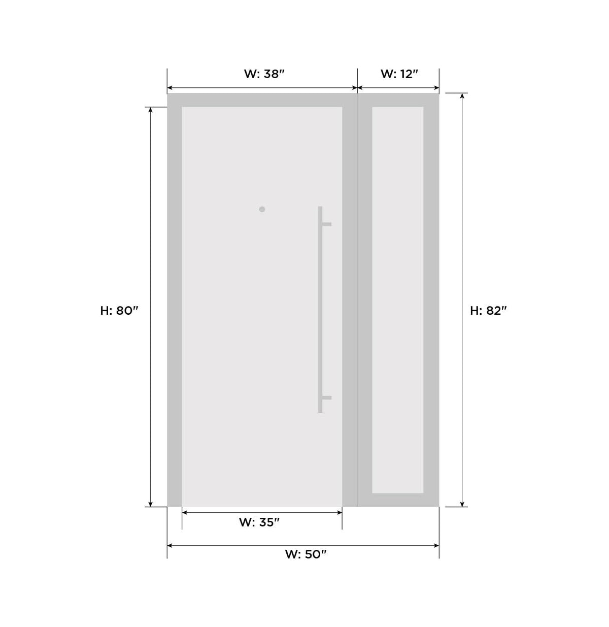 VDOMDOORS Front Exterior Prehung Metal-Plastic Door | Manux 8415 Walnut | Side Sidelite Transom | Residential Doors Entrance Patio Garage 48 x 80 (W36+12 x H80) Left-Inswing