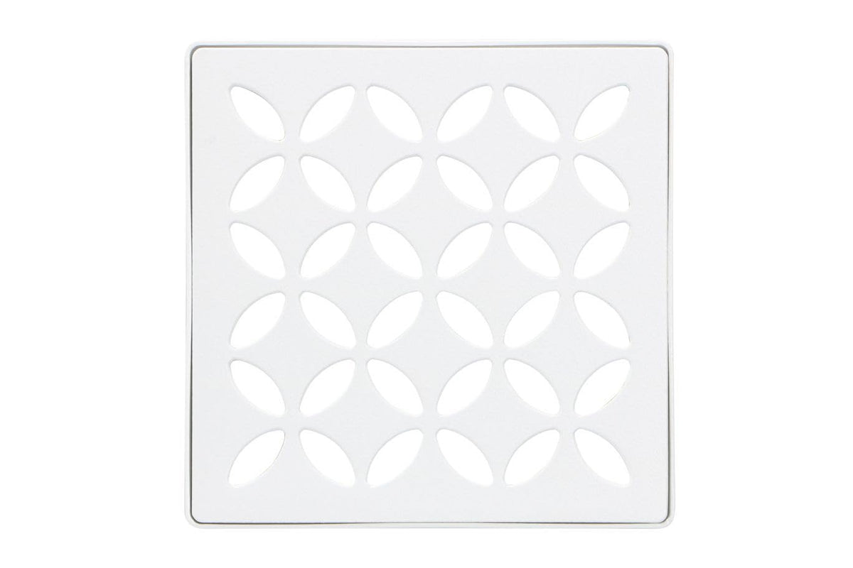 Schluter Kerdi-Drain Grate Kit with Integrated Slope Bonding Flange - Ideal for Bathroom or Wet Rooms - 4" Matte White Floral, Adjustable - KDIF4GRKMBWD5