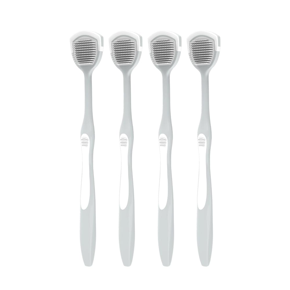 DR PERFECT Soft Tongue Brush Scraper Cleaner Helps Fight Bad Breath Clean Your Tongue Without Hurt Pack Of 4 (GREEN PURPLE BLUE PINK)