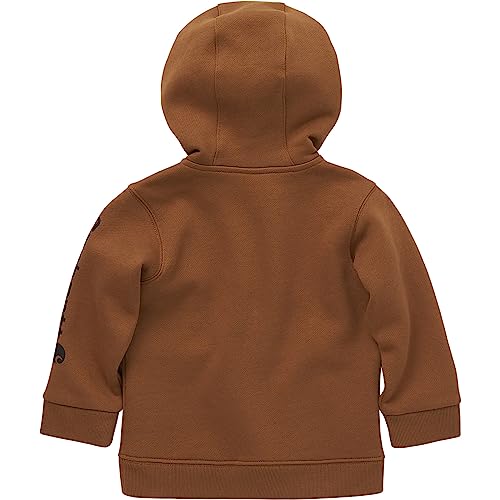 Carhartt Baby Boys Long-Sleeve Half-Zip Hooded Sweatshirt, Carhartt Brown, 6 Months