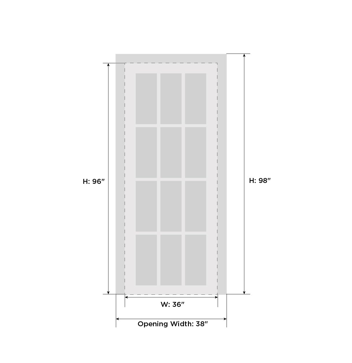 VDOMDOORS Solid French Door Opaque Glass 2 Lites 36x96 inches/Sete 6222 White Silk/Single Regular Panel Frame Handle/Bathroom Bedroom Modern Doors