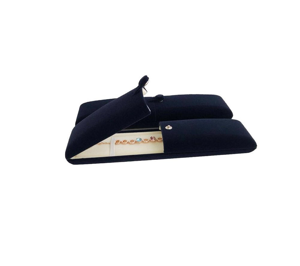 Svea Display Premium Grade Jewelry Gift Box for Bracelet Necklace Navy Blue Velvet Present Modern Elegant Store Gallery Present (Jewelry is not included)