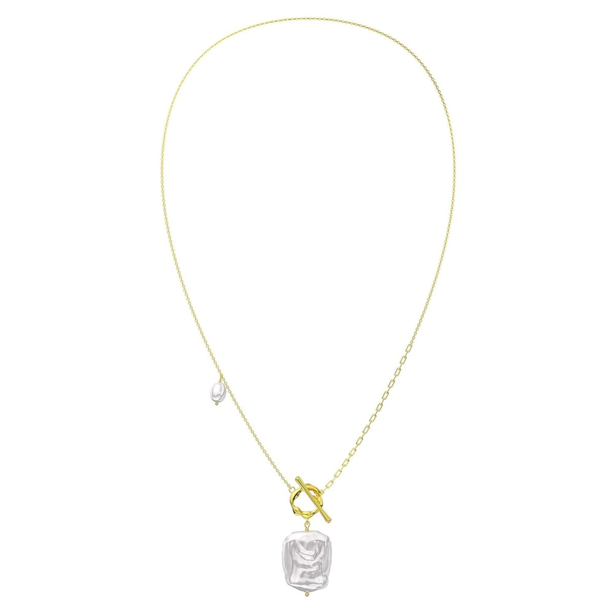 Bellitia Jewelry 925 Sterling Silver Freshwater Cultured Pearl Baroque Style OT Pendant Necklace Clavicle Necklace for Women