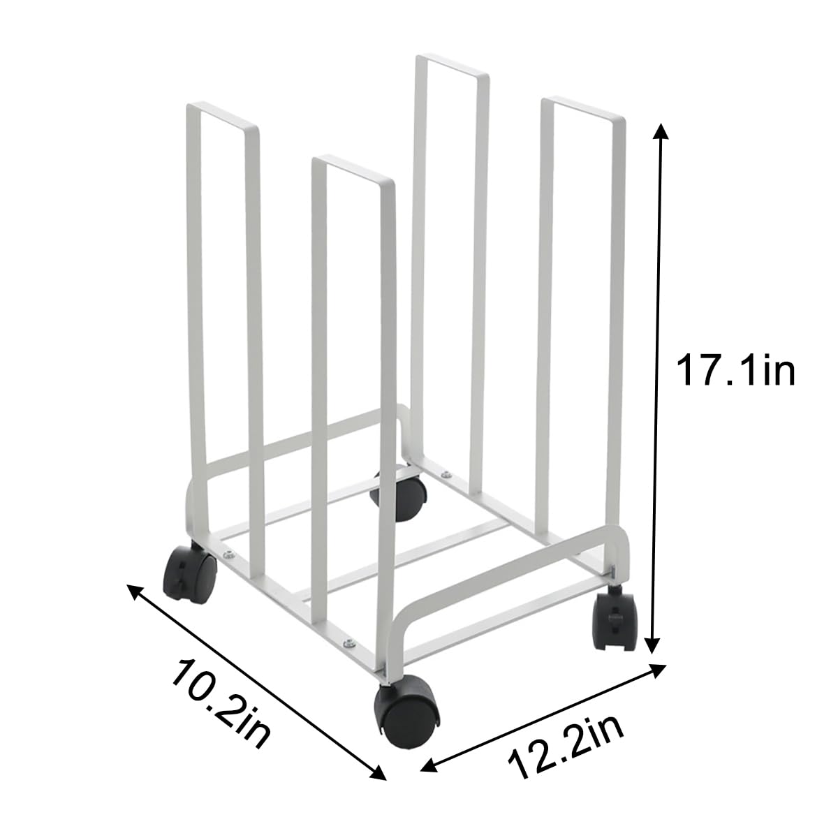 HUDABAIDI Carton Storage Rack, Portable Cardboard Recycling Organizer Stand with Caster Wheels to Store, Transport Cardboard for Home Warehouse Shipping Station, 12.2x10.2x17.1in (White)