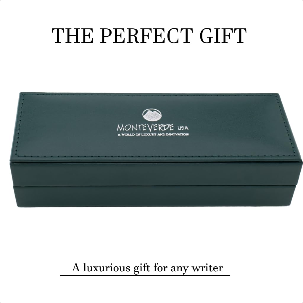 Monteverde USA Aldo Domani Italia Fountain Pen Matte Black – Fine Nib – Free Ink Bottle, Converter & Cartridges – German JoWo Nib – Gift-Boxed Luxury Pen