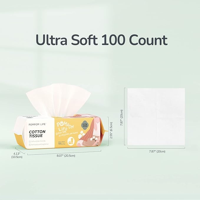 Disposable Face Towel 100 Cont, 7.9"X7.9"Clean Face Towelettes