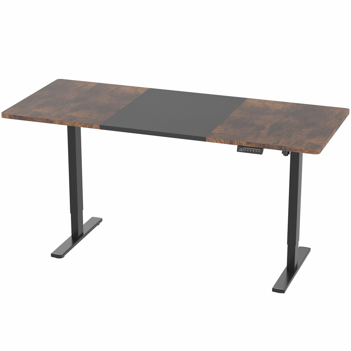 VIVO Electric 71 x 30 in Rustic Standing Desk, Memory Height Adjustment, 1B Series, Holds 220 lbs, Black and Vintage Brown Top, Black Frame, DESK-KIT-1B7BN